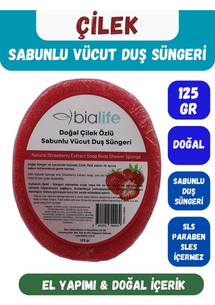 Çilek Özlü Doğal El Yapımı Sabunlu Vücut Duş Süngeri