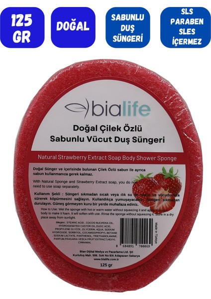Çilek Özlü Doğal El Yapımı Sabunlu Vücut Duş Süngeri fiyatları