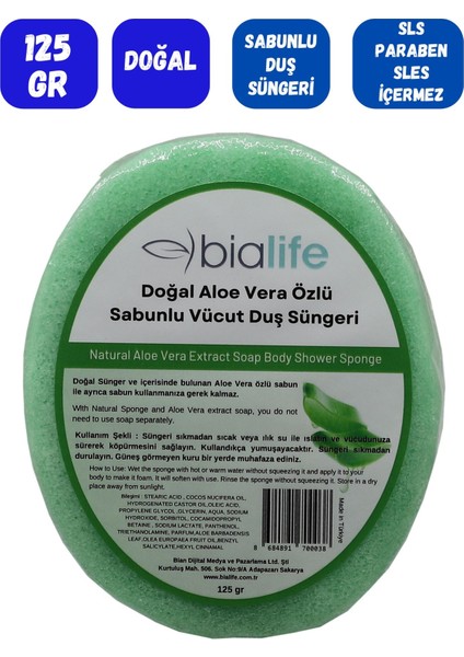 Aloe Vera Özlü Doğal El Yapımı Sabunlu Vücut Duş Süngeri fiyatları