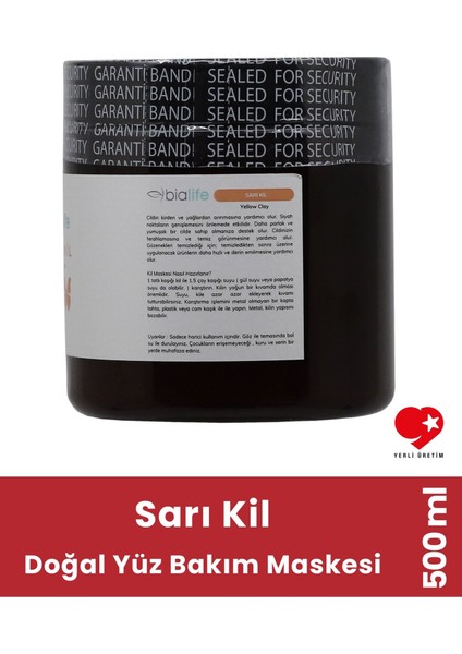 Sarı Kil Doğal Yüz Bakım Maskesi 500 ml - Bialife fiyatları