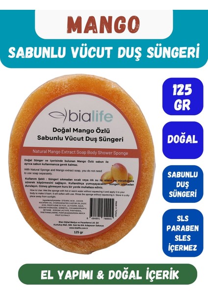 Mango Özlü Doğal El Yapımı Sabunlu Vücut Duş Süngeri