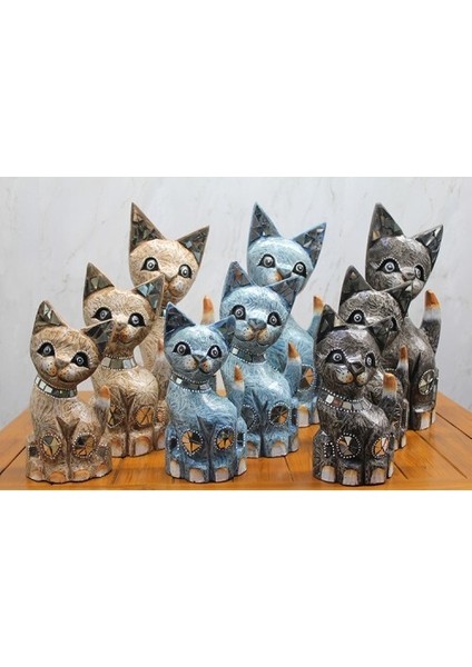 Ahşap 3'lü Kedi Seti 40 cm