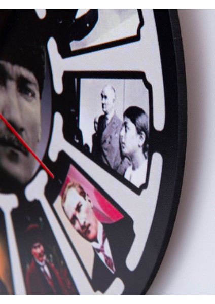 Dekoratif Ahşap Duvar Saati Salon,ofis,büro,ev Şık Tasarım-Parçalı Atatürk fırsatları