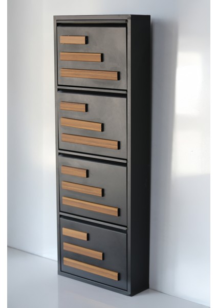 4 Raflı Mdf Dekorlu Metal Ayakkabılık