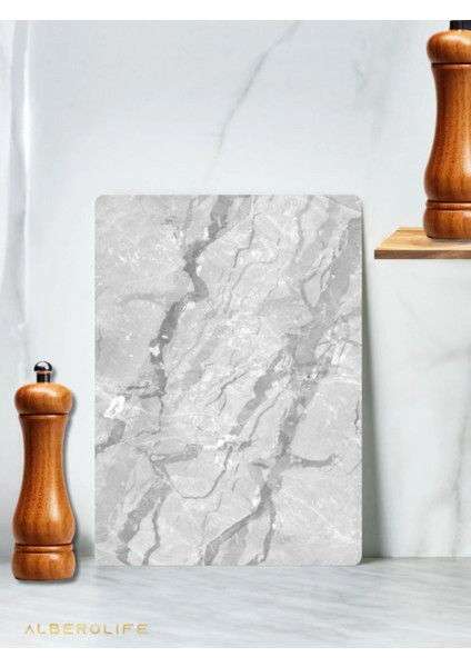 Luxury Beyaz Mermer Görünümlü Cam Kesme Tahtası | Kesme Tahtası | Cam Kesme Tablası | 20 x 30 cm | 1 Adet modelleri