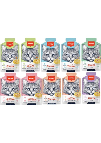 Kedi Çorbası 10 Adet Karışık Kedi Ödülü Maması 10x50 gr Kedi Maması