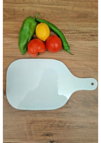 Luxury Askılı Cam Kesme Tahtası, Dekoratif Cam Kesme Tahtası, 20 cm x 35,5 Cm, ( 5 mm Cam Kalınlığı ) 1 Adet