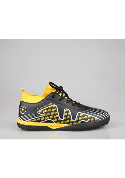 Cool Pele Çoraplı Siyah Sarı Çocuk Halı Saha Ayakkabısı