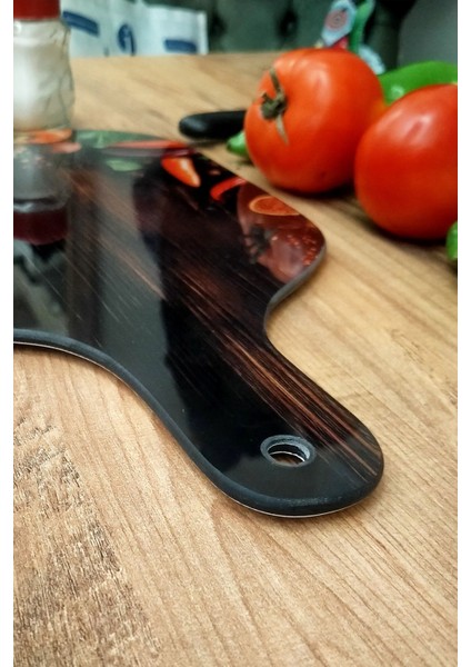 Luxury Askılı Cam Kesme Tahtası, Dekoratif Cam Kesme Tahtası, 20 cm x 35,5 Cm, ( 5 mm Cam Kalınlığı ) 1 Adet modelleri