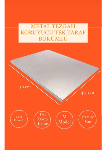 Luxury Paslanmaz Çelik 50 x 40 cm Metal Tezgah Koruyucu L Büküm Tek Taraf Büküm 1 Adet