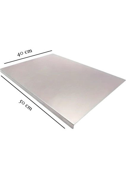 Luxury Paslanmaz Çelik 50 x 40 cm Metal Tezgah Koruyucu L Büküm Tek Taraf Büküm 1 Adet