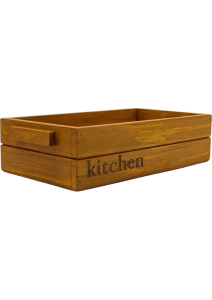 Ahşap Mutfak Organizer 30x15 cm, El Yapımı, Minimalist ve Dekoratif Düzenleyici Kitchen Organizer