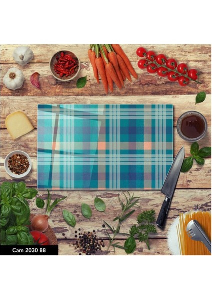 Luxury Cam Kesme Tahtası Baskılı Kesim Tablası 25 x 35 cm 1 Adet