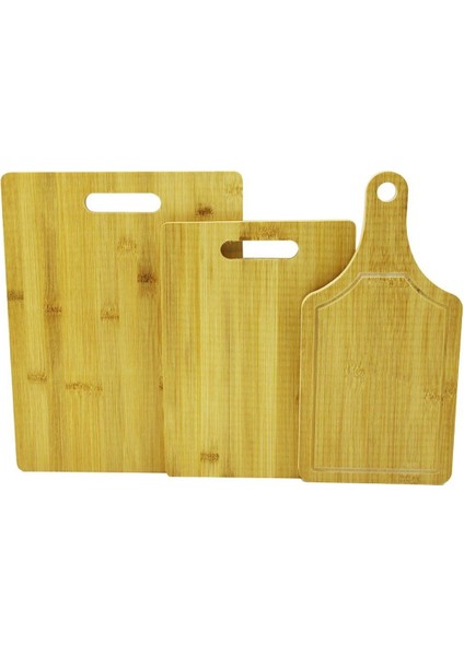 Luxury 3 Boy Set Ahşap Bambu Kesim Panosu 16X22 - 20X28 - 25X33CM (5064) 1 Adet