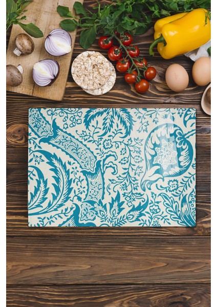 Luxury Cam Kesme Tahtası, Kalın ve Kırılmaz Cam - Boho Temalı - 21*30CM - Doğrama Tahtası, Mutfak Dekoru 1 Adet
