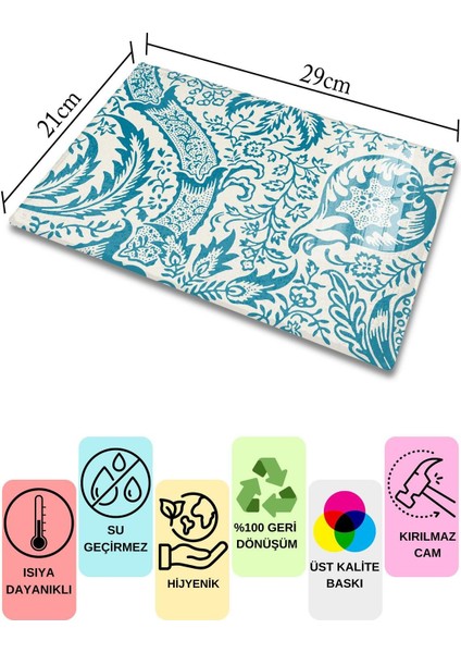 Luxury Cam Kesme Tahtası, Kalın ve Kırılmaz Cam - Boho Temalı - 21*30CM - Doğrama Tahtası, Mutfak Dekoru 1 Adet fırsatları