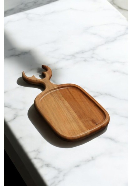 Luxury Olive Crafted Kişiye Özel Zeytin Ağacı El Yapımı Geyik Boynuzlu Kesme / Sunum Tahtası 1 Adet