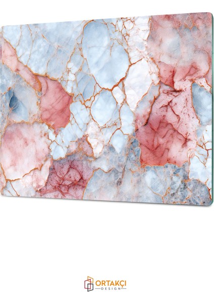 Luxury Pembe Mermer Desenli | Temperli Cam Kesme Tahtası - Cam Kesme Tablası 25*35 cm 1 Adet modelleri