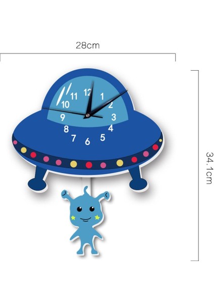 Sallanan Sarkaçlı Uzaylı Desenli Çocuk Odası Duvar Saati fırsatları