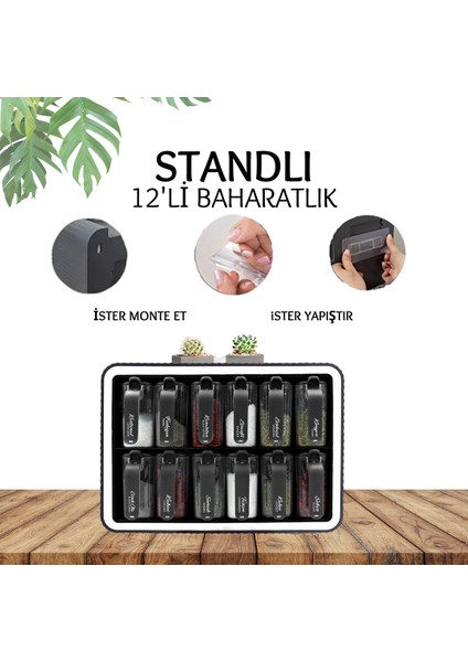 Violet 12'li Baharatlık Seti Kendinden Yapışkanlı 24 Adet Etiketi Ile Beraber (Siyah-Beyaz)
