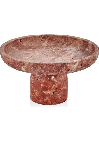 Evza Traverten Ayaklı Sunum Tabağı Kırmızı 29*29*16 cm