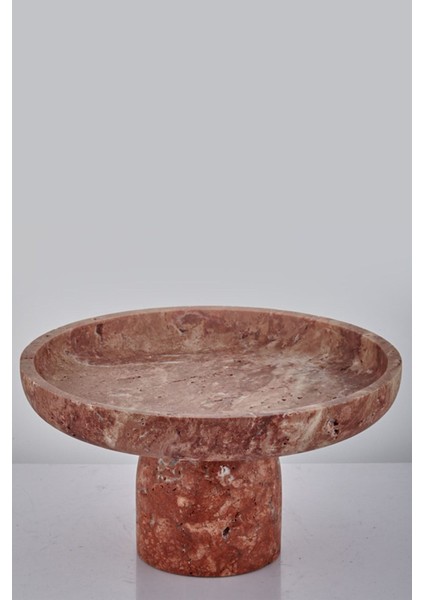 Evza Traverten Ayaklı Sunum Tabağı Kırmızı 29*29*16 cm