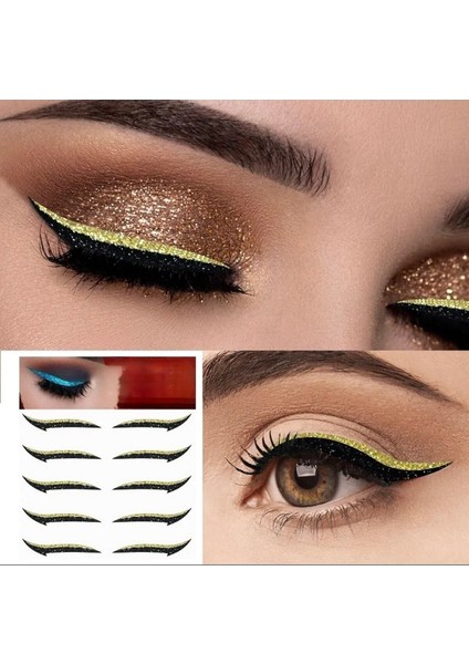 Luxury Kendinden Yapışkanlı Sticker Glitter Eyeliner 5 Çift 1 Adet