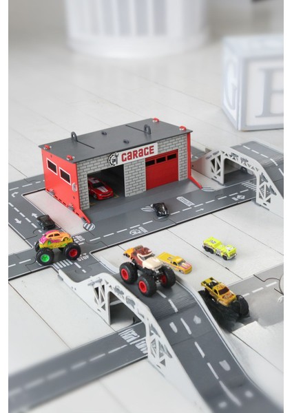 Luxury Puzzle Oyuncak Araba Garajı, Benzin Istasyonlu Otopark Seti, Ahşap Bulmaca Yolları, Çocuk Hediyesi 1 Adet modelleri