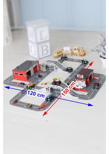 Luxury Puzzle Oyuncak Araba Garajı, Benzin Istasyonlu Otopark Seti, Ahşap Bulmaca Yolları, Çocuk Hediyesi 1 Adet fırsatları