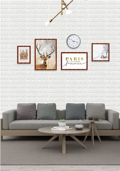 Luxury Kendinden Yapışkanlı Esnek Köpük Beyaz Taş Desen Duvar Kağıdı Paneli 50 x 30 1 Adet