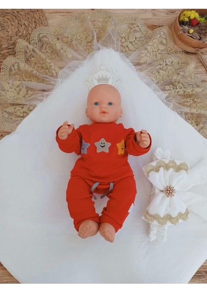 Yenidoğan Pamuk Taç Benim Prensesim Nakışlı Trilüks Kundak Bebek Battaniyesi Ekru fırsatları