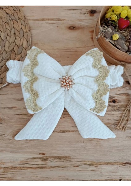 Yenidoğan Pamuk Taç Benim Prensesim Nakışlı Trilüks Kundak Bebek Battaniyesi Ekru indirimleri