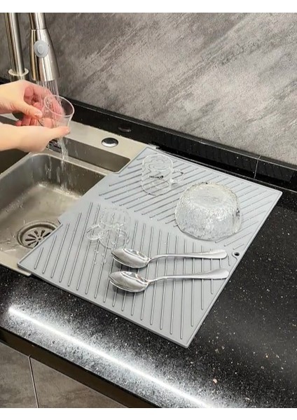 Luxury Büyük Boy Silikon Su Toplamaz Bulaşık Kurutma Matı Bulaşıklık - Bulaşık Altlığı 44 x 33 cm 1 Adet fiyatları