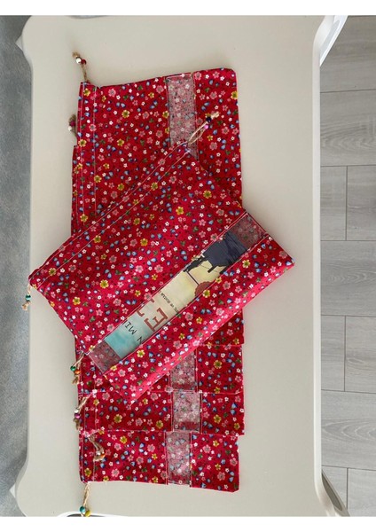 Luxury Çok Amaçlı Kırmızı Çiçekli Pencereli 6'lı Kese 1 Adet