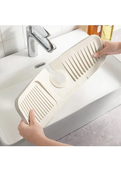 Luxury Beyaz Bulaşık Süngeri Banyo Lavabo Tezgahı Koruyucu Silikon Musluk Matı Su Geçirmez Kaymaz 1 Adet fırsatları