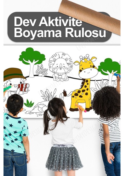 Luxury Safari Temalı Aktivite Boyama Kağıdı 2.5 Metre Rulo - Bebek ve Çocuk Için Eğitici Aktivite Kağıdı 1 Adet