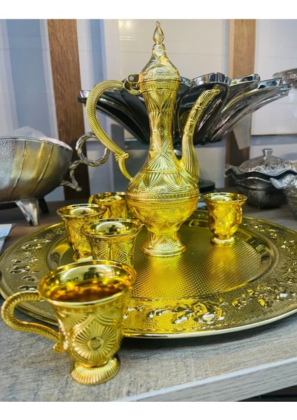 Luxury Gold Zemzem Takımı - Zemzemlik - Ebruli - Gold Renk - Tam Takım-Dekoratif 1 Adet