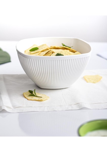 Luxury Akrilik Barok Beyaz Orta Boy Kare Meyve & Salata Kasesi & Karıştırma Kabı / 1,5 Lt (Cam Değildir) 1 Adet fırsatları