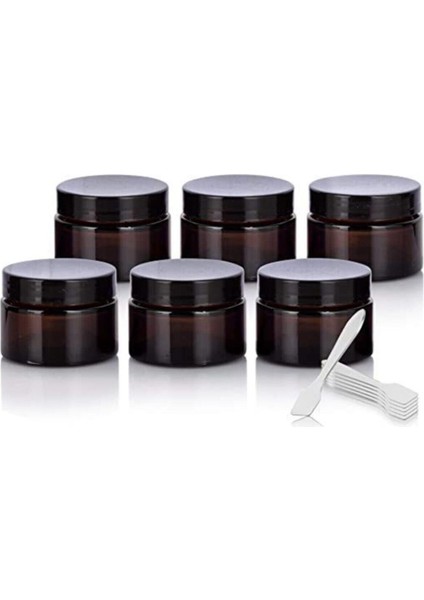Luxury 6 Adet Amber Kahverengi 50ML Cam Krem Kavanozu 1 Adet