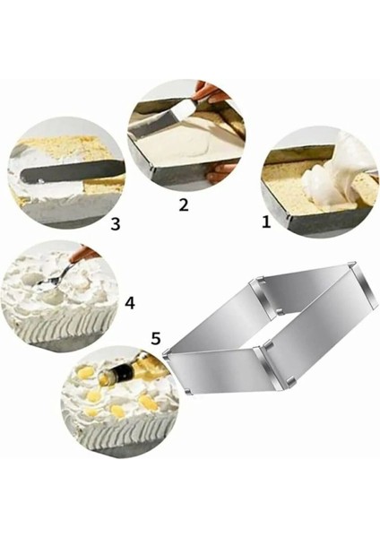 Luxury Kare Ayarlanabilir Pasta Kek Pandispanya Kalıbı 8 cm 1 Adet