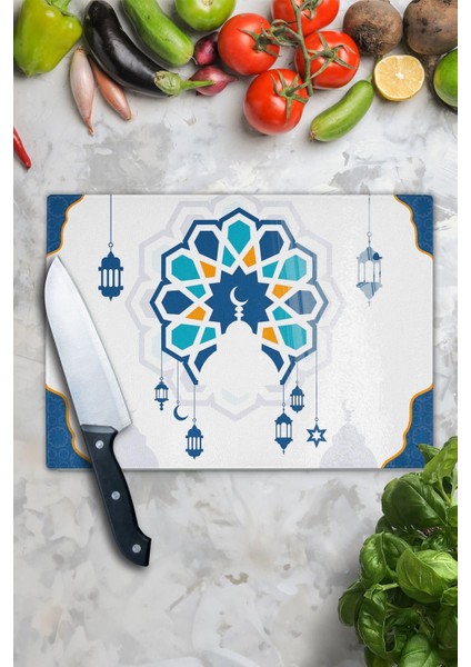 Luxury Cam Kesme Tahtası, Doğrama Tahtası, Ramazan Özel Desen, Kalın ve Temperli Kırılmaz Cam, 21*30CM 1 Adet fırsatları