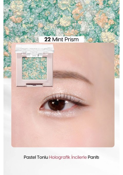 Luxury Topaklanmayan, El Yapımı Glitter Far Modern Shadow Glitter Prism (No.22 Mint Prism) 1 Adet