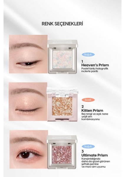 Luxury Topaklanmayan, El Yapımı Glitter Far Modern Shadow Glitter Prism (No.22 Mint Prism) 1 Adet