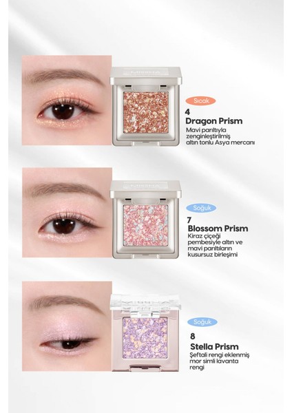 Luxury Topaklanmayan, El Yapımı Glitter Far Modern Shadow Glitter Prism (No.22 Mint Prism) 1 Adet