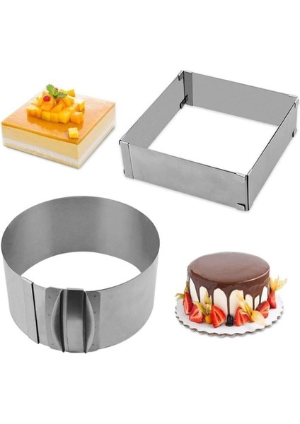 Luxury Ayarlanabilir Ayarlı Yuvarlak ve Kare 9 cm Ekmek Kek Pasta Pandispanya Kesme Teli 1 Adet