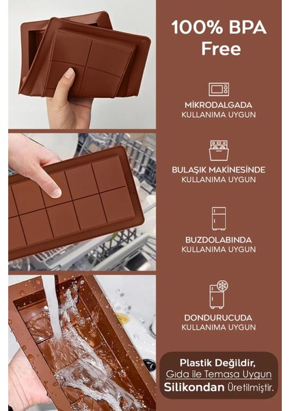 Luxury Dubai Çikolatası Yapma Kalıbı Silokon Kek Kalıbı Bpa Free Koku Yapmaz Makinada Yıkanır 1 Adet