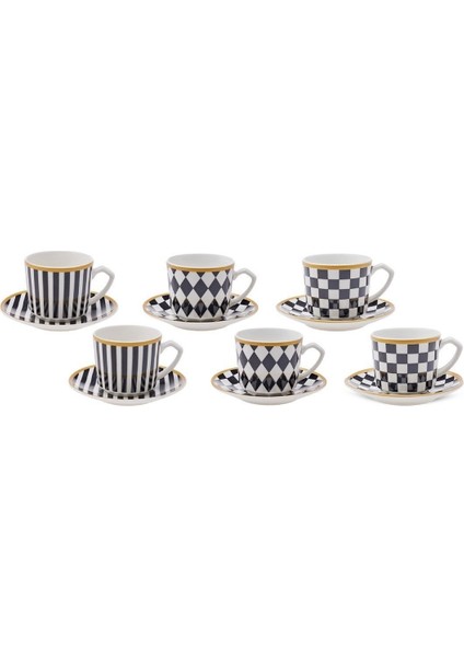 Luxury Std Chekers 6 Kişilik Kahve Fincanı Takımı 80 ml Klasik 1 Adet fırsatları