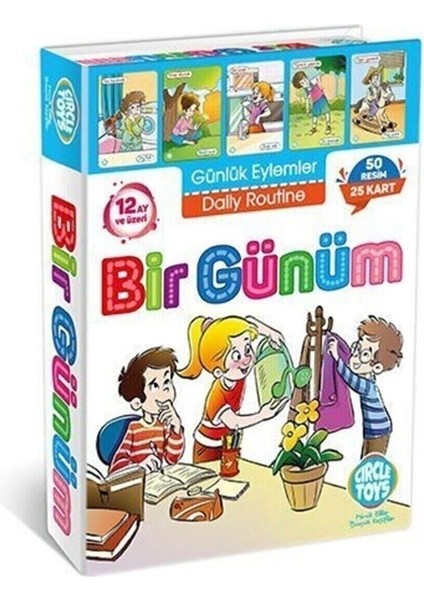 Luxury Bir Günüm, Türkçe-Ingilizce Günlük Eylem Kartları Eğitici Kartlar 50 Resim 25 Kart 1 Adet