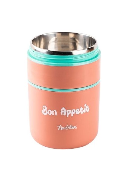 Luxury Tantitoni Pembe Paslanmaz Çelik Yuvarlak 2 Katlı Pembe-Yeşil Plastik Kaşıklı Yemek Taşıma Kabı 710ML 1 Adet modelleri