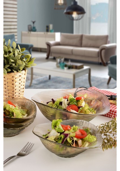 Luxury Angdesign Elisya Cam Salata Kasesi-4'lü Orta Boy Füme 1 Adet fiyatları